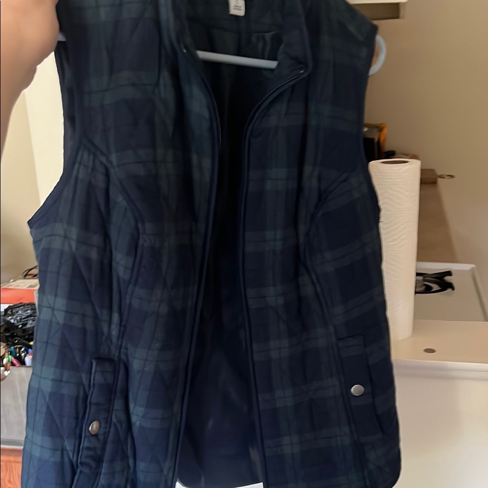 Croft & Barrow Blue Plaid Quilted Vest